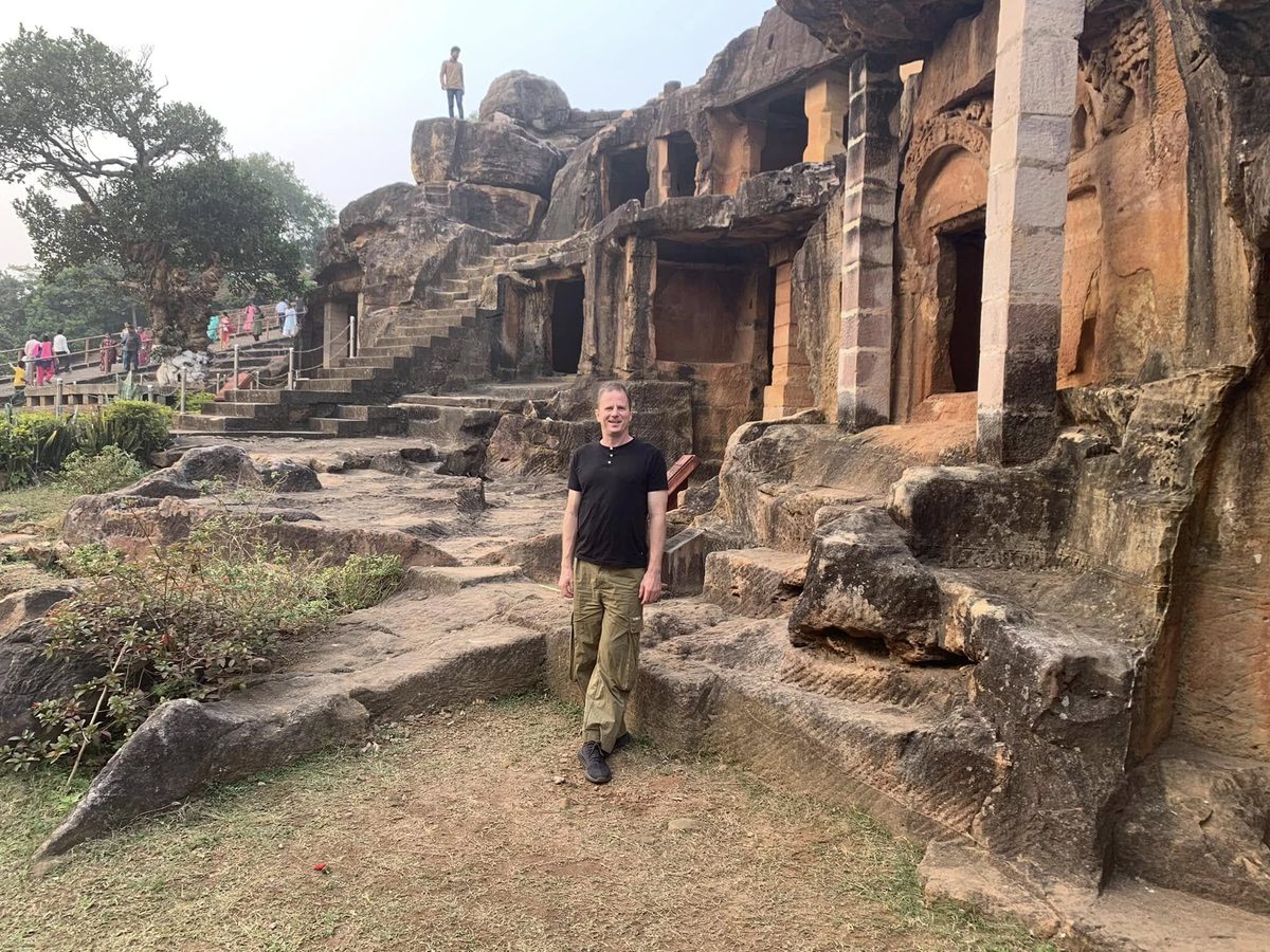 David DuVal at ancient rock-cut caves in India